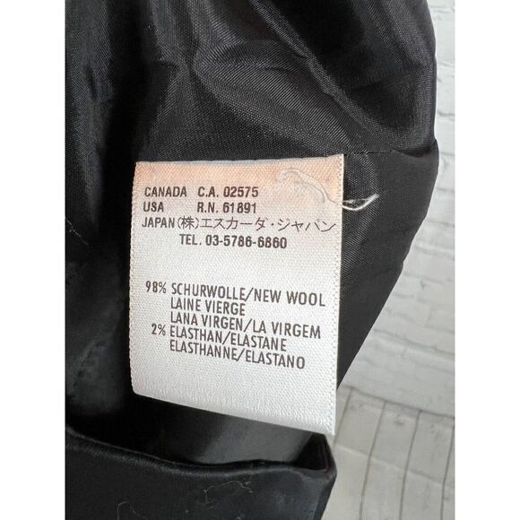 ESCADA black wool elastane satin trim pencil straight classic skirt size 42 (12) - Picture 7 of 8